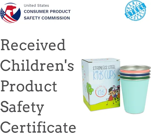 Miniatura 4 de Vasos de acero inoxidable para niños - Juego de 4 - Vasos de metal para niños y niños pequeños, vasos de primera calidad de 10 oz