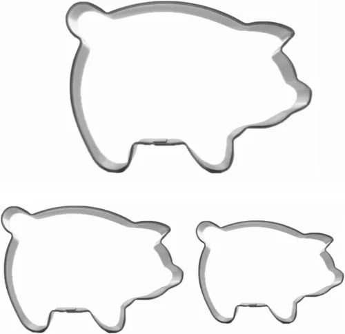 Miniatura 2 de Juego de 3 cortadores de galletas en forma de cerdo de acero inoxidable