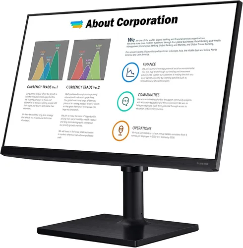 Miniatura 3 de Samsung Monitor de computadora FHD 1080p serie FT45 de 24 pulgadas, 75Hz, panel IPS, HDMI, concentrador USB, soporte ajustable en altura, 3 años