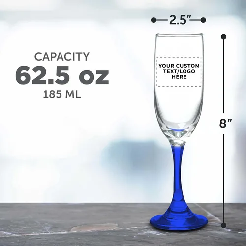 Miniatura 5 de DISCOUNT PROMOS Juego de 100 copas de champán personalizadas Premiere de 6.25 onzas, paquete a granel personalizado, elegante vaso para bodas