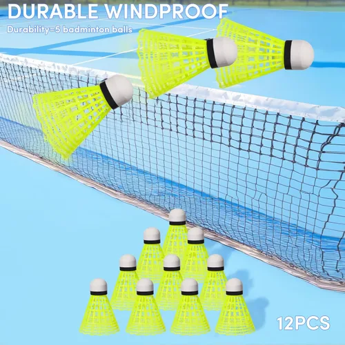 Miniatura 6 de ZIYIZE Paquete de 12 bolas de bádminton de nailon con gran estabilidad y durabilidad, volante para deportes de interior y exterior, entrenamiento