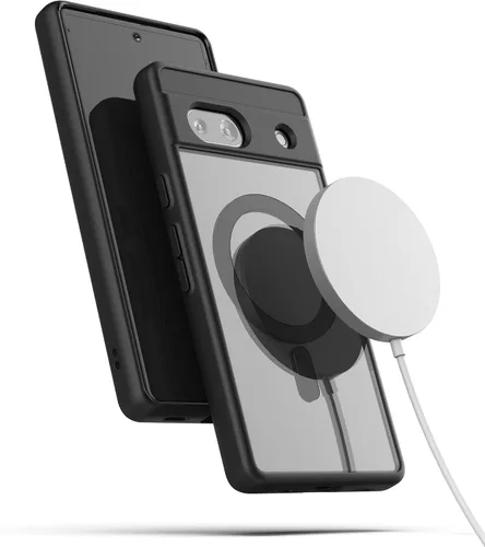 Miniatura 2 de ENCASED Funda magnética para Google Pixel 7a (2023) compatible con carga y accesorios MagSafe, transparente/negro (PIXEL-7A 2023)