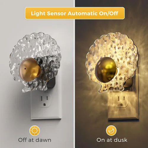 Miniatura 3 de L LOHAS LED - Luz nocturna de concha, luces nocturnas enchufables en la pared, luces nocturnas regulables enchufables con sensor de luz, 0-100LM