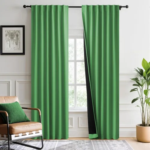 Miniatura 10 de NICETOWN Paneles de cortinas totalmente opacas para dormitorio que reducen el frío, cubiertas de ventana súper gruesas aisladas, cortinas Biscotti