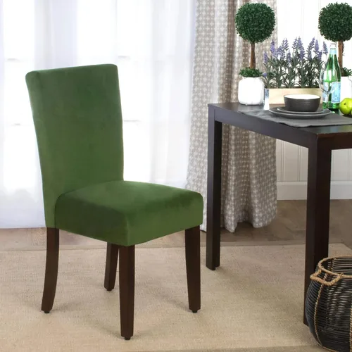 Miniatura 217 de Homepop Silla de comedor con detalles festoneados, sillas de comedor Parsons tapizadas, muebles decorativos para el hogar, tejido gris claro