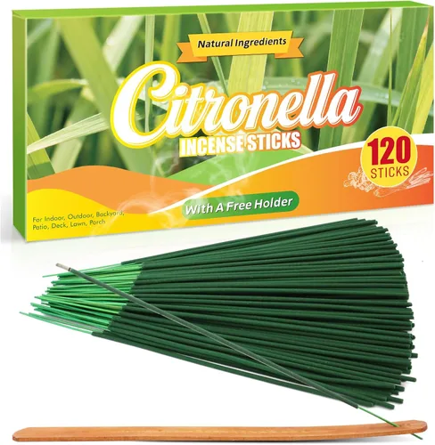Miniatura 9 de SCENTORINI Varillas de incienso de citronela, citronela gruesa, varillas de incienso de hierba de limón, para jardín al aire libre, patio, acampada