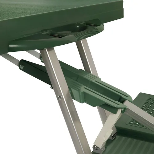 Miniatura 11 de Picnic TIME Mesa de picnic plegable portátil con asientos para 4, mesa de aluminio plegable con bancos y agujero para paraguas, mesa plegable ligera