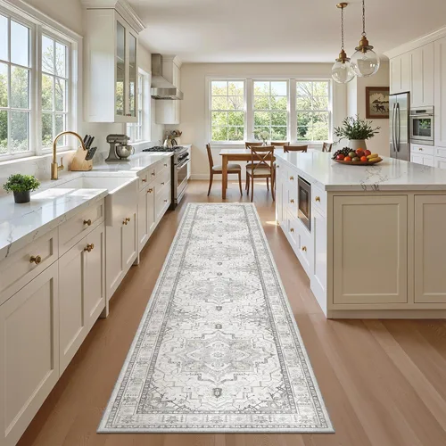 Miniatura 763 de Madane Tapete lavable de 2 x 10 pies para pasillo, cocina, recibidor, clásico, suave, antideslizante para interiores, casa de campo, baño, sala