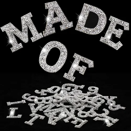 Miniatura 14 de WILLBOND - 37 piezas de calcomanías de letras con strass grandes, alfabeto de purpurina, número de cristal, calcomanías brillantes autoadhesivas