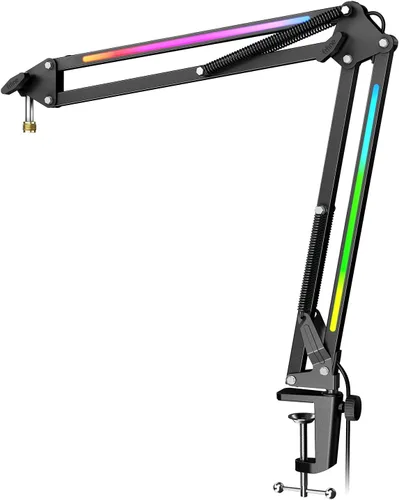Miniatura 14 de Soporte de brazo para micrófono FIFINE; soporte de brazo de tijera con suspensión, con abrazadera de gran resistencia, adaptador de 3/8 a 5/8