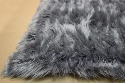 Alfombra de pelo sintético de piel de oveja sintética de 5 x 7 pies, color gris carbón, alfombra de piel de cordero peluda, moderna, contemporánea,