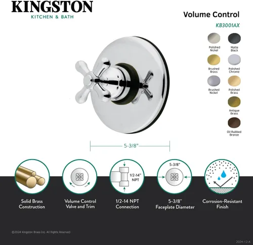 Miniatura 3 de Kingston Brass KB3008AX Vintage Control de Volumen, 5-1/2", Níquel Cepillado