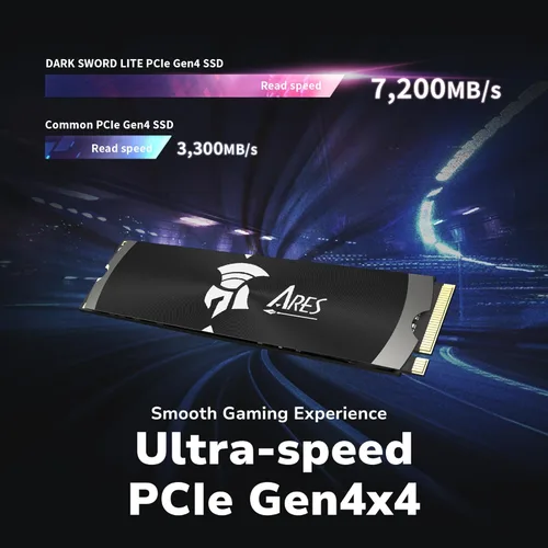Miniatura 3 de DATO Gen4 SSD con disipador de calor de 1 TB NVMe PCIe 4.0 M.2 2280 hasta 7200/6850 MB/s SSD de alto rendimiento para juegos y creación – Ares Dark