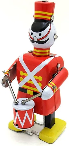Miniatura 6 de Charmgle Juguete de estaño de cuerda para caminar robot baterista figura juguete, colección para adultos, juguete de relojería, recuerdo de fiesta