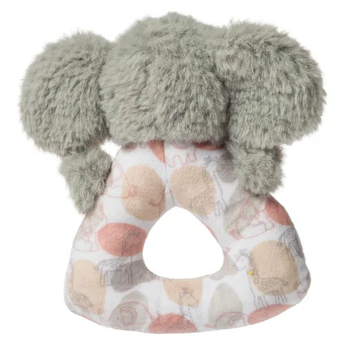 Miniatura 3 de Mary Meyer Sonajero de bebé de anillo suave, 5 pulgadas, elefante Kalahari gris