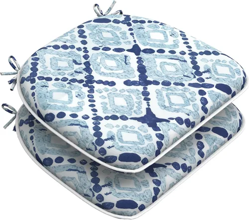 Miniatura 65 de DYTXIII Juego de 2 cojines para sillas de exterior con lazos, almohadillas repelentes al agua para sillas de patio de 17 x 16 pulgadas para muebles