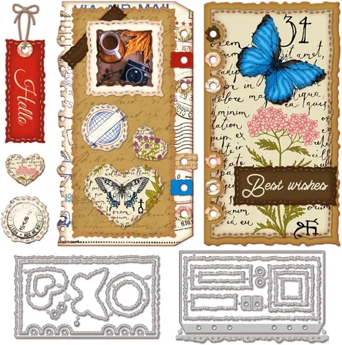 GLOBLELAND Troqueles de corte de página de mariposa para hacer tarjetas, troqueles de corte de borde desgarrado para bricolaje, álbumes de recortes,