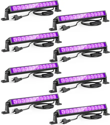 Miniatura 11 de Actualización de luz negra LED de 60W, luces negras para fiesta brillante, barra de luz negra con enchufe y interruptor, cada una ilumina 32x32