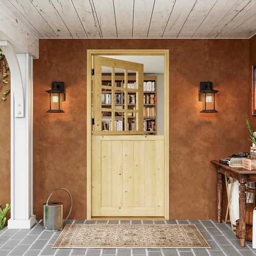 Miniatura 30 de Tablero de Puerta Holandesa para Interior y Exterior, 36" x 80", Universal 4 Lite Vidrio Templado Transparente Puerta Individual Dividida, Puerta