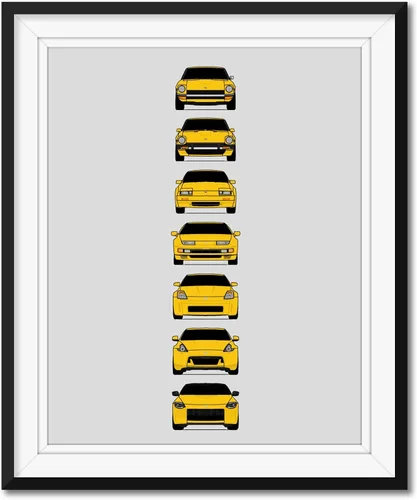 Miniatura 11 de Custom Car Posters Póster hecho a mano compatible con Nissan Z Car Generations (perfil lateral), decoración artística de Datsun Fairlady Z