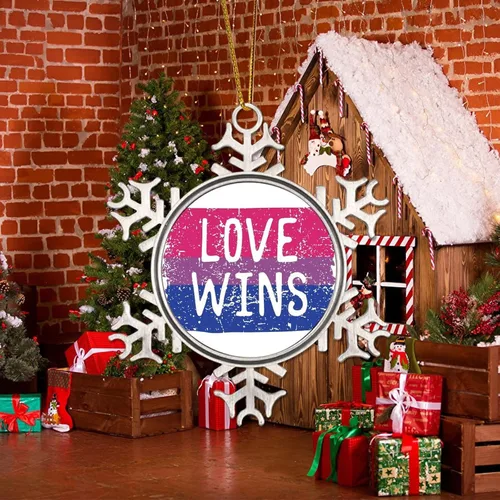 Miniatura 5 de Adornos de Navidad para árbol Love Wins Bisexual Lesbianas Adornos Gay Decoración de árbol de Navidad Recuerdo Bisexual Orgullo Arco Iris Gay LGBTQ