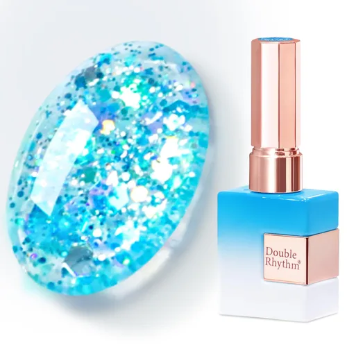 Miniatura 9 de Double Rhythm Esmalte de gel con purpurina de nieve de 0.5 fl oz, color holográfico reflectante para arte de uñas, salón de manicura y bricolaje