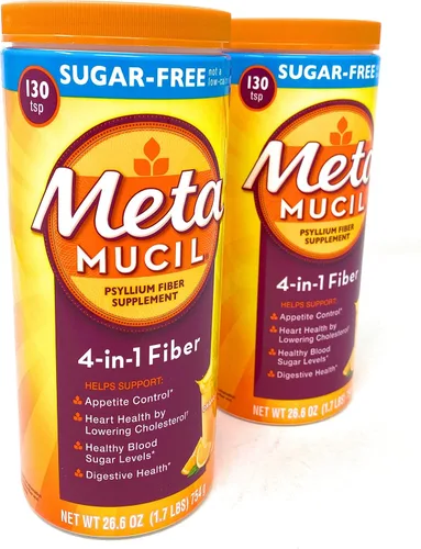 Miniatura 14 de Metamucil 4-en-1 suplemento de fibra de cáscara de psyllium, sin azúcar, 72 cucharaditas, sabor a naranja, fibra diaria en polvo para la salud