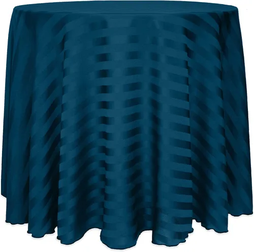 Miniatura 10 de ULTIMATE TEXTILE Mantel redondo de rayas satinadas de 84 pulgadas color marfil crema