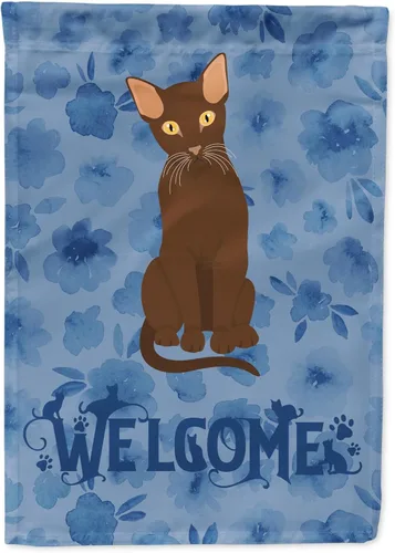 Miniatura 110 de Caroline's Treasures CK5047CHF Ojos Azules - Bandera de bienvenida con diseño de gato para casa de porche, grande, para colgar en la pared