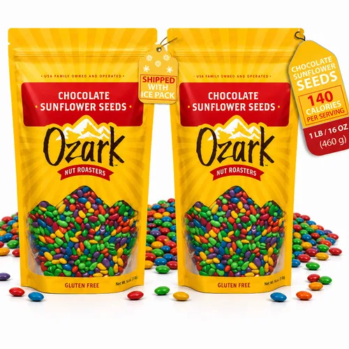 Miniatura 8 de OZARK NUT ROASTERS: Semillas de girasol de chocolate, aperitivos cubiertos de chocolate, semillas de girasol confitadas gourmet de clase mundial
