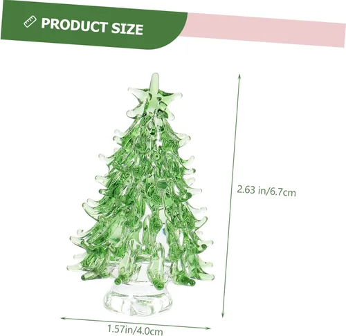 Miniatura 8 de Mini figura de árbol de Navidad, decoración de escritorio de cristal para alegría, diseño de árbol de Navidad iluminado para decoración festiva Verde