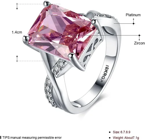 Miniatura 2 de Anillos de cristal de Swarovski para mujer tamaño 6-9 - Anillo de circón rosa chapado en oro blanco