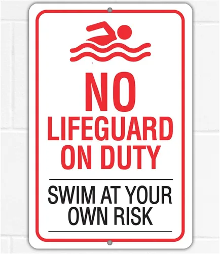 Miniatura 10 de Metal Sign-No Lifeguard on Duty, Swim At Your Own Risk- Use Indoor/Outdoor - Water Safety Notice Hazard Awareness Sign, For Beaches, Rivers, Lakes