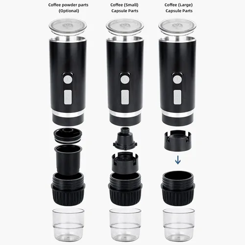 Miniatura 5 de ZJchao Cafetera portátil, 2 en 1, máquina de café universal totalmente automática, cafetera de café con cable de carga tipo C para oficina, camping