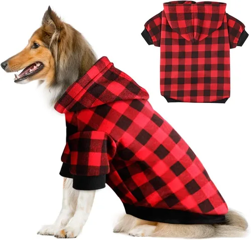 Miniatura 8 de Sudadera con capucha a cuadros para perros extra pequeños, gatos, cachorros, abrigo cálido y suave (XS)