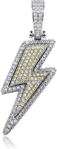Miniatura 21 de JINAO Hip Hop - Colgante con diseño de rayo chapado en oro de 18 quilates con circonita cúbica con micropave de imitación de diamante para hombres