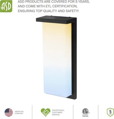 Miniatura 9 de ASD Lámpara LED de pared para exteriores de 8", aplique de casa para puerta delantera 3CCT, regulable, impermeable, certificada por ETL 12W