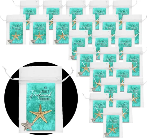 Miniatura 4 de Smiling Wisdom - 25 juegos de regalo a granel Mini tarjetas de apreciación de la historia de estrellas de mar que marcas una diferencia profunda