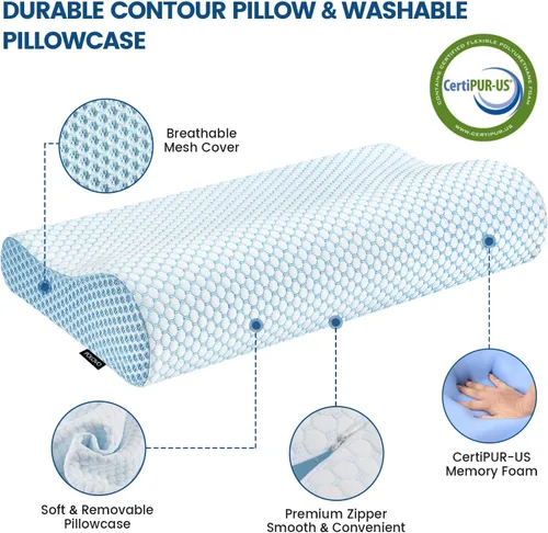 Miniatura 4 de Almohada de espuma viscoelástica para cama para dormir, almohada ortopédica cervical de contorno de cuello ergonómica para personas que duermen