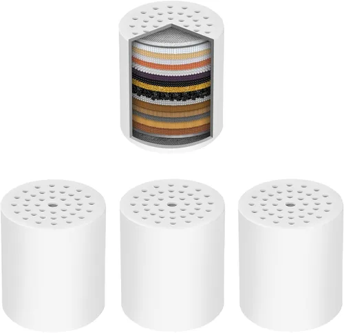 Miniatura 8 de Cartucho de repuesto universal para filtro de ducha, paquete de 4 filtros de cabezal de ducha de 20 etapas para agua dura, presurización