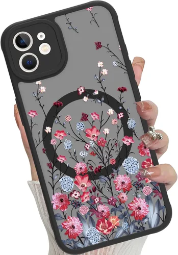 Miniatura 64 de Funda magnética para iPhone 17 Pro [compatible con MagSafe], bonita funda de moda con estampado de leopardo negro, translúcida, mate, parte trasera