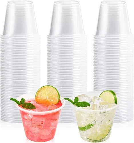 Lilymicky Paquete de 300 vasos desechables de plástico transparente de 9 onzas, vasos de fiesta de 9 onzas para cócteles, fiestas, picnics y eventos
