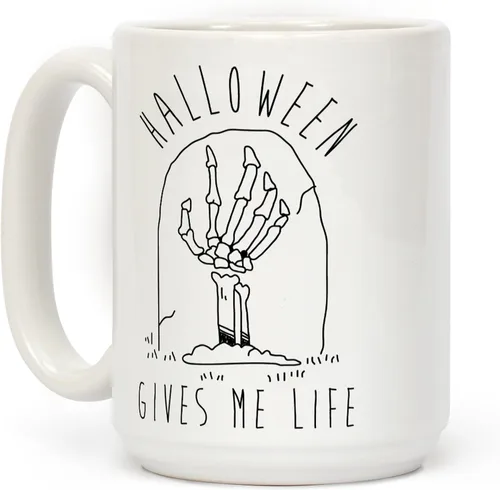 Miniatura 129 de LookHUMAN Taza de Café de Halloween – Halloween Is Meowgical Tazas, Taza de Café Espeluznante Idea de Regalos de Taza, 15 Onzas 10-Blanco