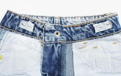 Miniatura 4 de KIDSCOOL SPACE Pantalones de mezclilla rasgados con banda elástica para bebés y niños pequeños