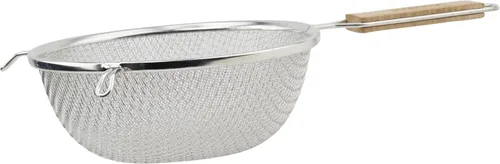 Winco Colador, 8.0 in de diámetro, malla doble media, estaño, marrón