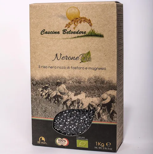 CASCINA BELVEDERE Nerone - Paquete de 2 arroz negro orgánico italiano, más alto en proteínas y fibra que el marrón de cocción rápida, fibra vegana,