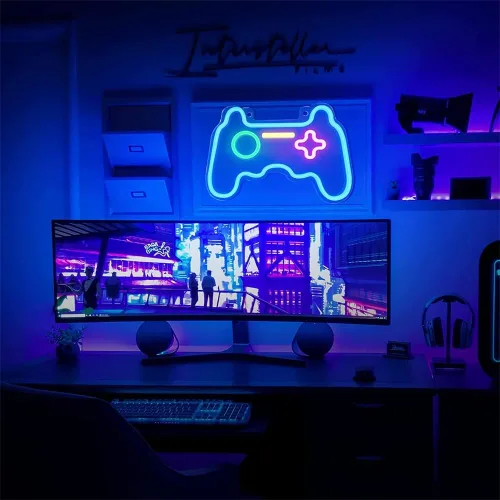 Miniatura 2 de Letreros LED de neón, con forma de gamepad para decoración de habitación de jugadores, decoración de pared de dormitorio, letrero de neón
