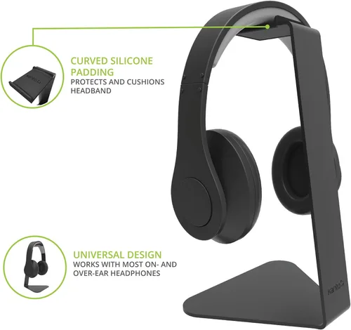 Miniatura 2 de Kanto H1 Soporte universal para auriculares - Negro - Construcción de acero sólido - Superficie de descanso de silicona curvada