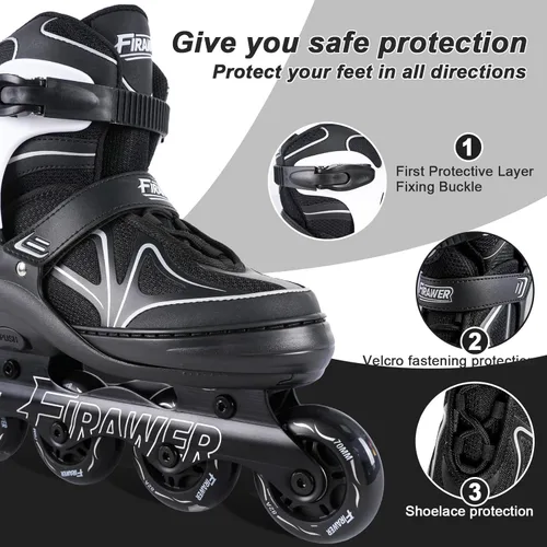Miniatura 2 de Patines en línea ajustables para niños de 4 a 12 años, patines en línea juveniles para niñas y niños de 5 a 8 y de 8 a 12 con ruedas que se iluminan