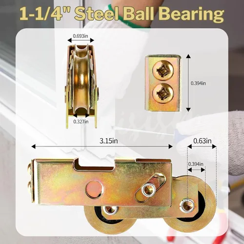 Miniatura 2 de 4 piezas de rodillo tándem para puerta corredera, conjunto de rodillo tándem para puerta corredera de 1-1/4 pulgadas de servicio pesado, rodillos